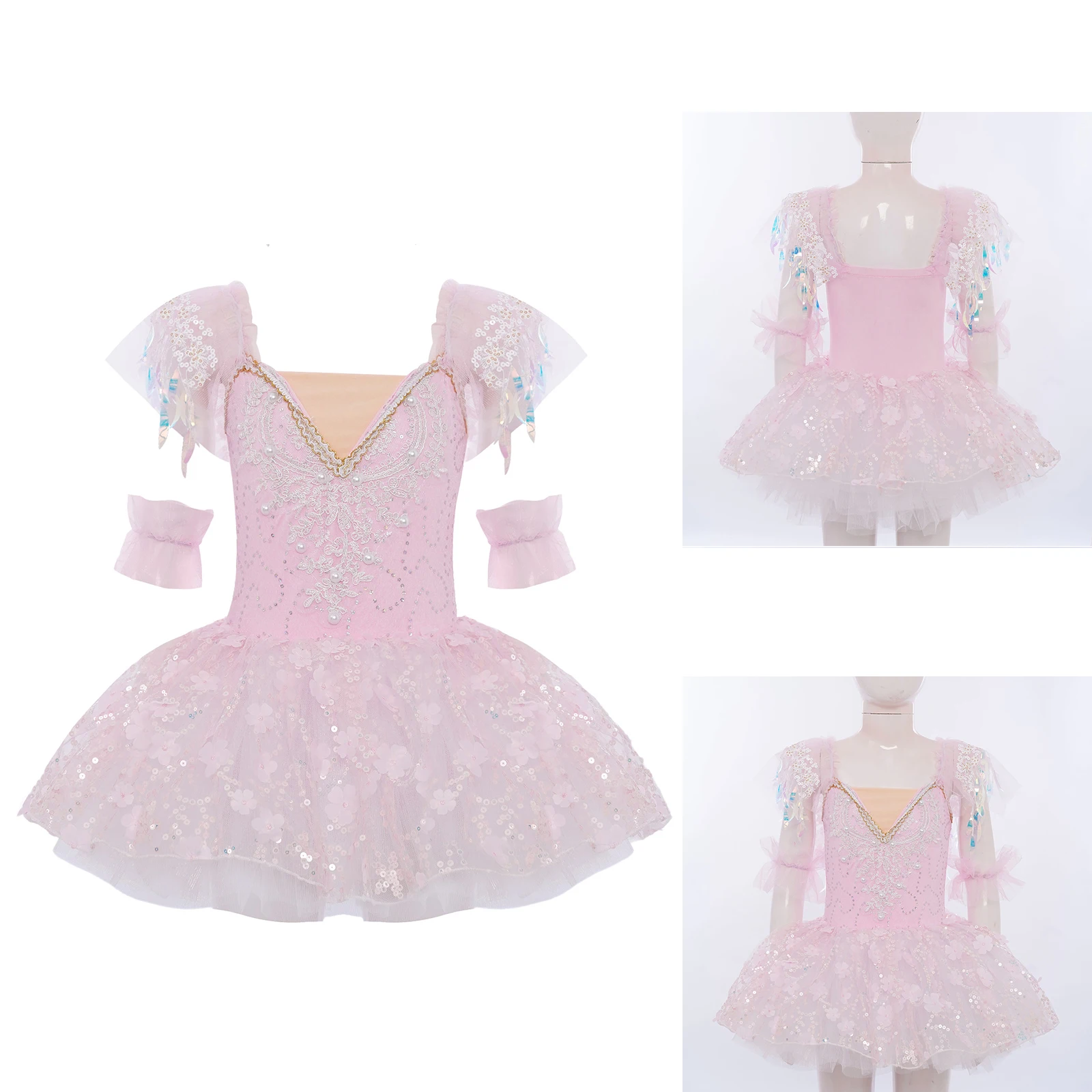 Children Tutu Ballet Dress Girls Sequined Modern Dance Performance Tutu Skirts Kids Ballet Tutu Princess Dress Dance Clothes