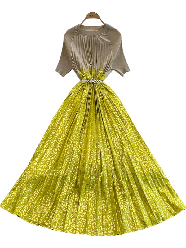 High-End-Strick runde Ne Dr frauen Neue Sle Schwere Gefrieste Abnehmen Taille Hohe Taille Gefaltete Lange Rock pendeln Korea...