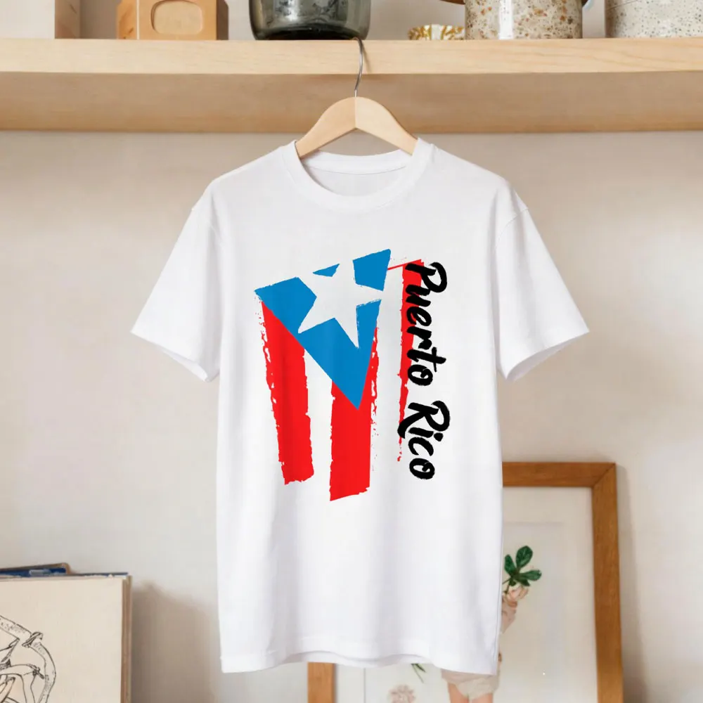 Puerto Rico Flag Hispanic Heritage Month Boricua Rican Retro T-Shirt Fashion Flag Print Clothes Casual Short Sleeve T Shirts