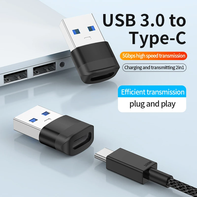 USB3.0 to Type C Adapter Fast Charging Connector 5A Type C Female to USB Male Converter OTG for Laptop Xiaomi Samsung Oneplus