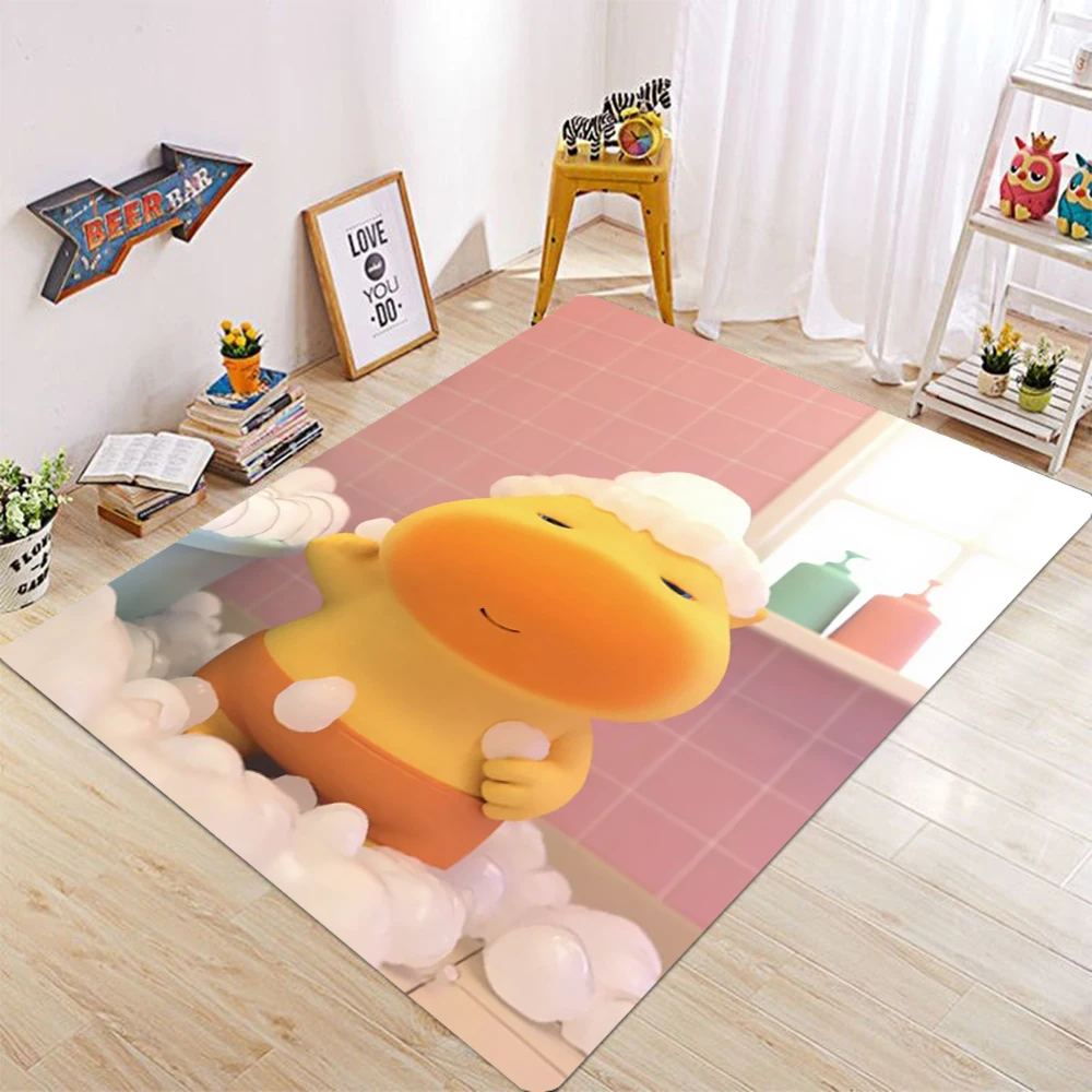 Cartoon Capybara Tropical Vacation Carpet Sleeping Bath Time Pool Rug for Kids Room Home Decoration Yellow Pink Purple Mat