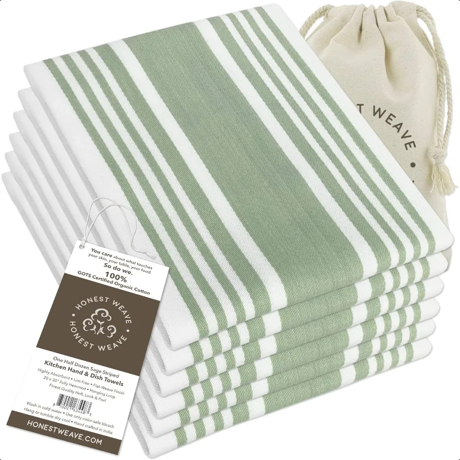 

Organic Cotton Hand and Dish Towel 20x30 inches 6Pack