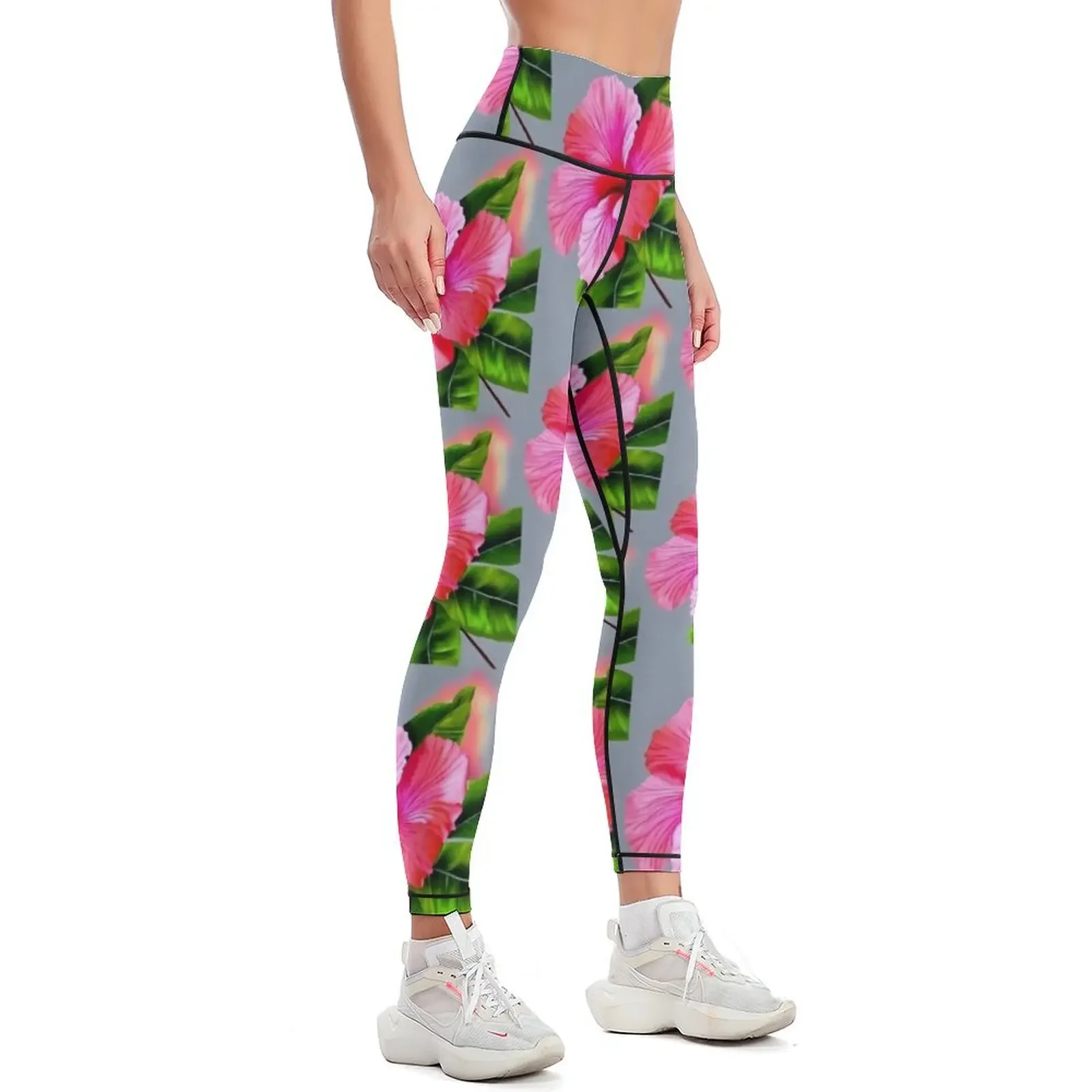 Pink Hibiscus Tropical Flowers Leggings workout clothes for legings for fitness Jogger pants Womens Leggings