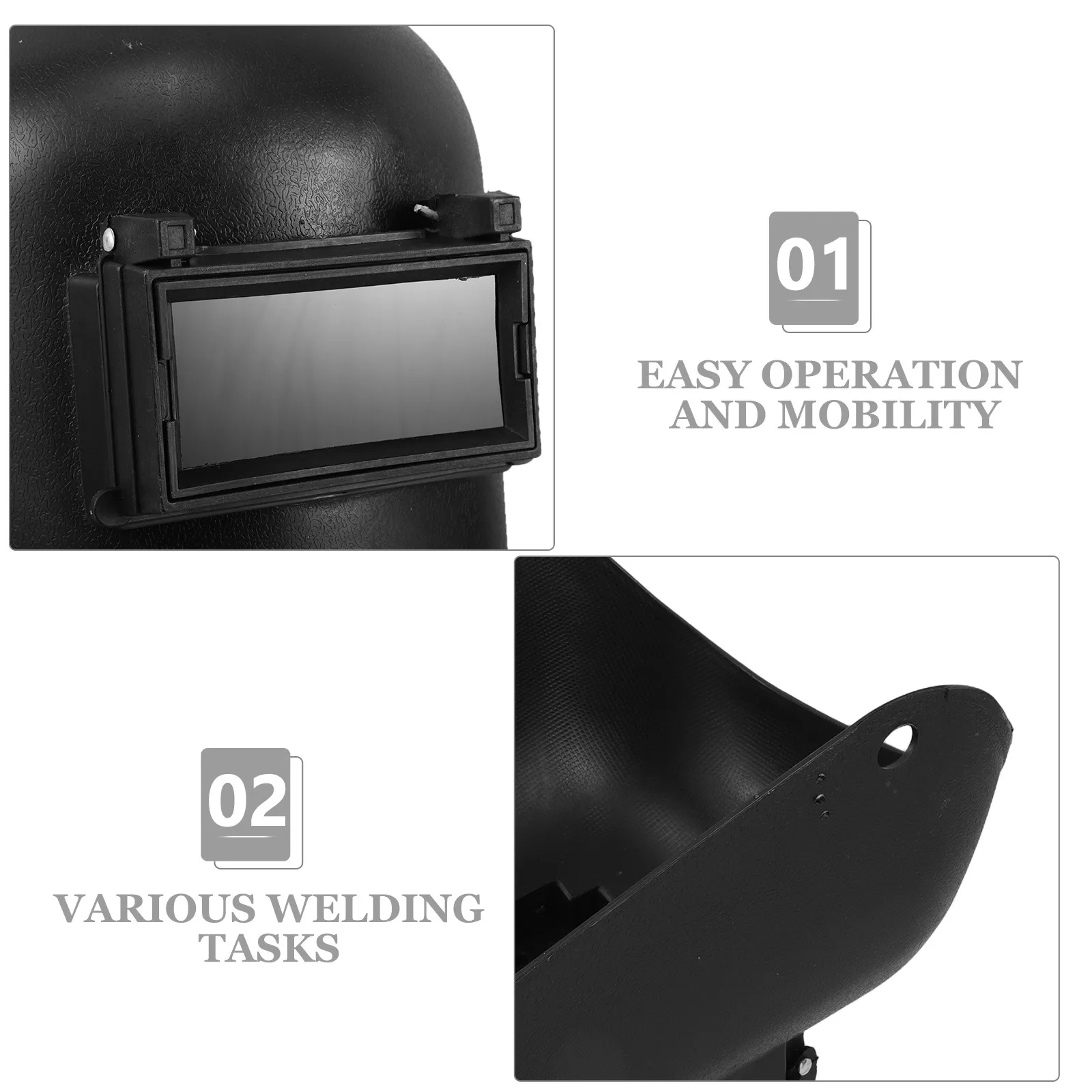 Black Glass Auto Darkening Welding Hood Headmounted Design Comfortable Lightweight Protective Mask for Electric Welding Tools