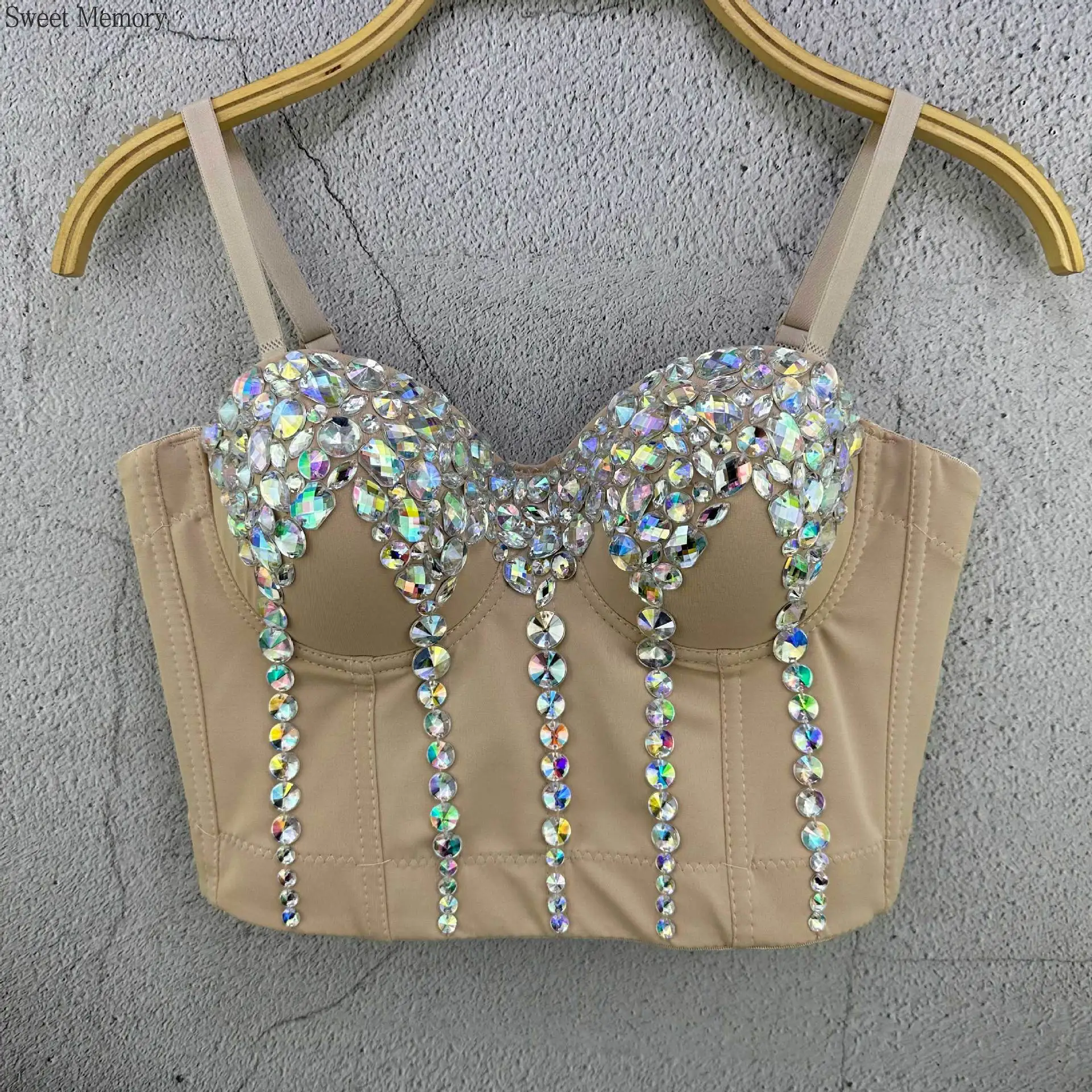 

M563 Beautiful Bras Underwear Girl Tube Tops Sweet Memory 2025 Acrylic Diamond Strap Vest Handmade Performance Dress for Women