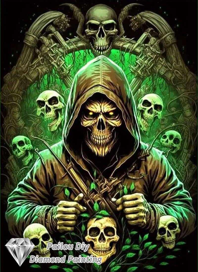 Halloween Horror Skull And Skeleton Diamond Painting Dark Art