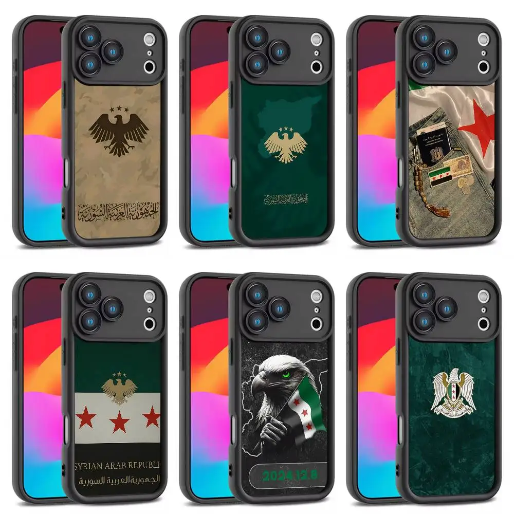 

Syria Syrian Flag National Emblem LOGO Phone Case For iPhone 17,16,15,14,13,12,Pro,Max,Plus,E,SE4,Air,Mini Black Full Coverage