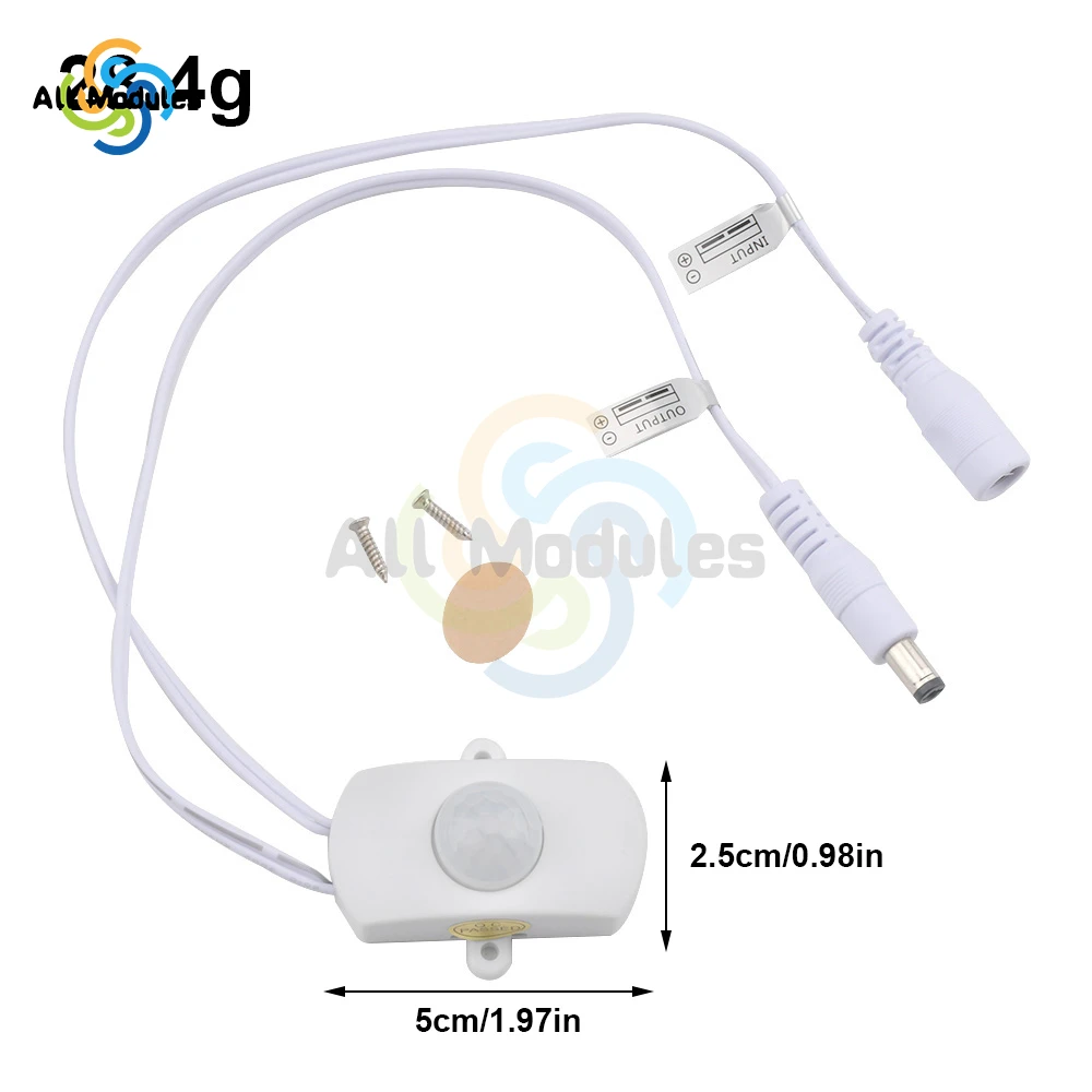 Mini Sensor de movimiento infrarrojo PIR DC 5V -24V, interruptor Detector, módulo de Sensor de cuerpo humano, tira LED, interruptor de lámpara LED