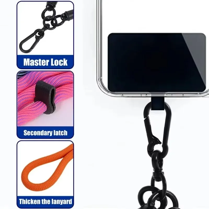 150cm Cell Phone Lanyard Adjustable Detachable Neck Cord Outdoor Universal Crossbody Straps Card Clips Phone Case Accessories