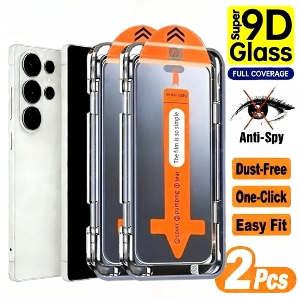 2 Stück Anti-Spionage Displayschutzfolie für Samsung Galaxy S26 S25 S24 Ultra S23 S22 S21 Plus S23 S24 S25 FE Ein-Klick-Installation Glas