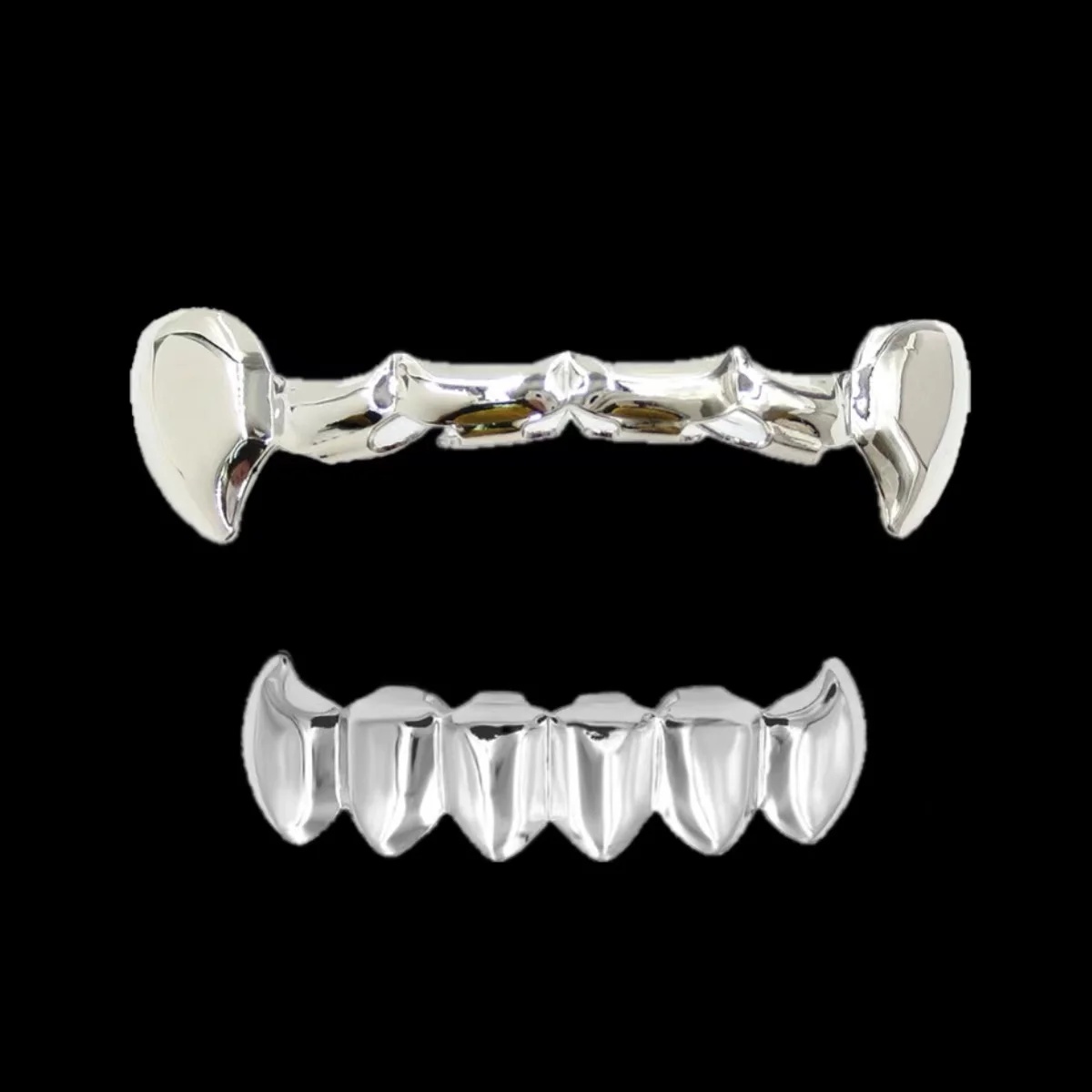 RACHELZ Hip Hop DIY Top&Bottom Teeth Grillz Fangs Fashion Glossy Tooth Caps Decor For Women Men Jewelry Party Cosplay