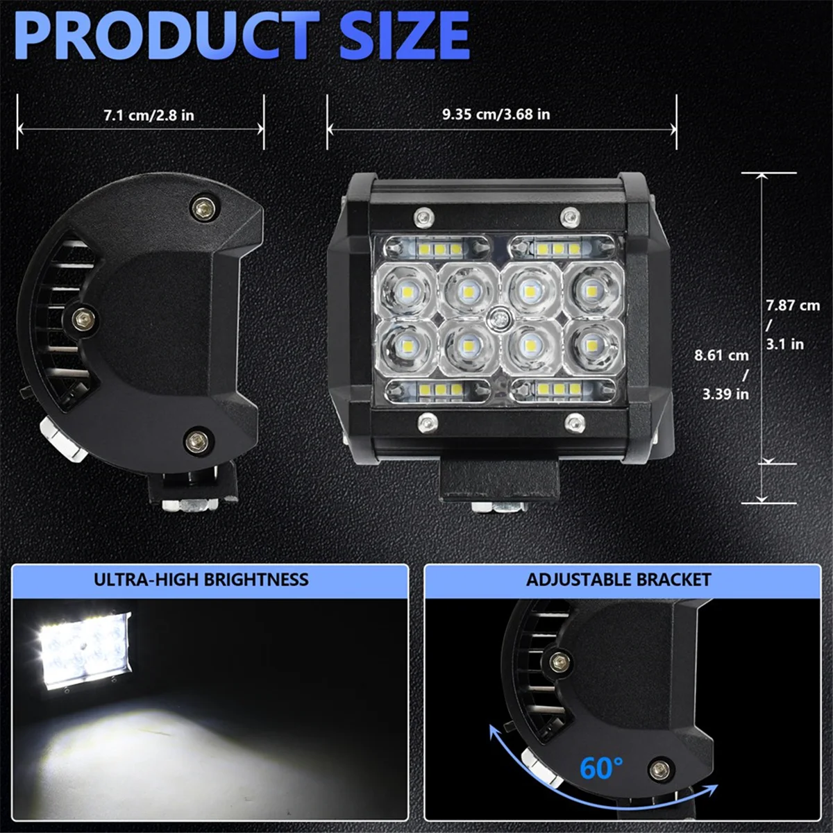 Listwa świetlna LED, kapsułki świetlne LED 4 cale 60 W 6000 lm Światła robocze LED do ciężarówek Światła punktowe LED do łodzi Pickup ATV UTV RV