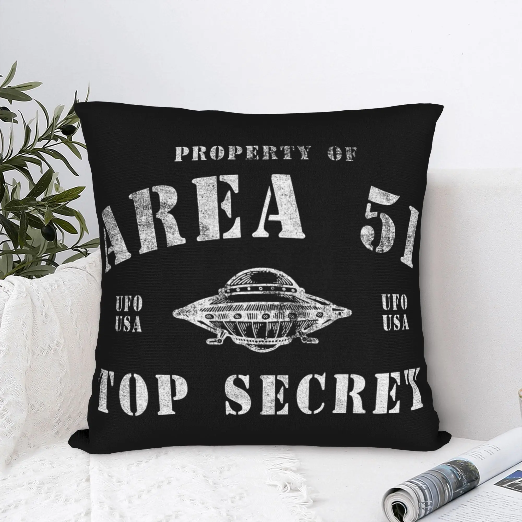 Area 51 Top Secret UFO Aliens Pillowcase Soft Polyester Cushion Cover Warning Las Vegas Throw Pillow Case Cover Dropshipping