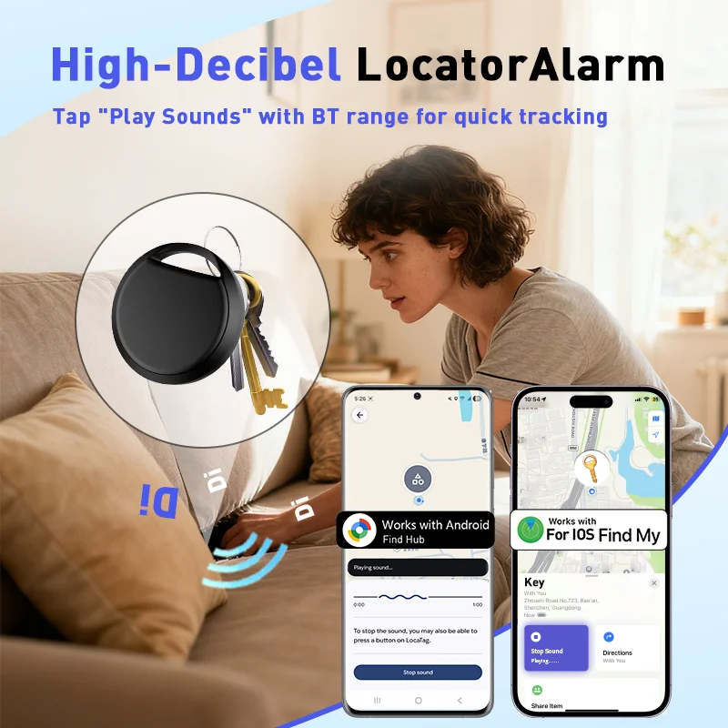 Android IOS Dual System Smart Tracker Work with Apple Find My Google' Find Hub Items Anti-loss Positioning for iPhone Xiaomi GMS