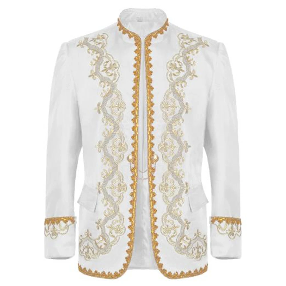 Gold Embroidery Luxury Blazer Jacket Men Stylish Baroque Style Palace Costume Homme Stage Prom Show Black Dress Blazer Masculino