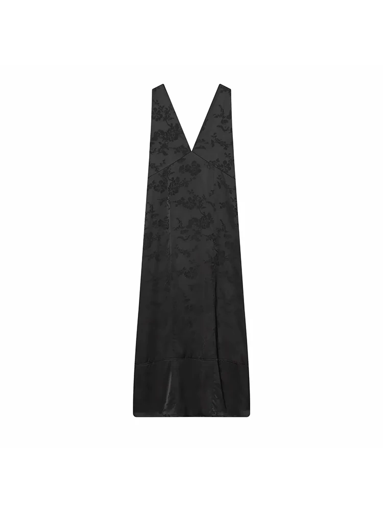 Women New Dress Autumn Style Black Halter Neck Velour Sexy Patterned Dress Elegant and Sleeveless Dress