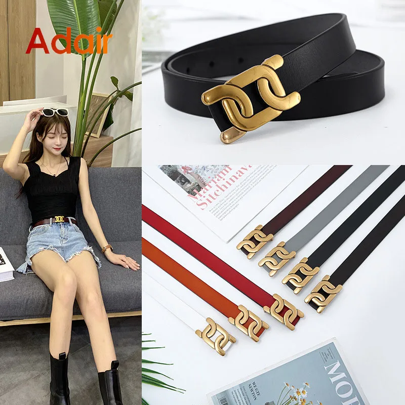 Fashion Belt For Ladies waistband Luxury High Quality Luxury For Jeans All-match Solid Color Genuine Leather Belt Women DT012