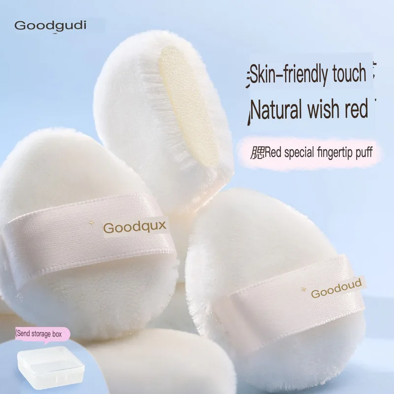 Gudi Soft Velvet Blush Thumb Powder Puff Thickened Loose Powder Flocking Cushion Long Surface Fingertip for Makeup Application