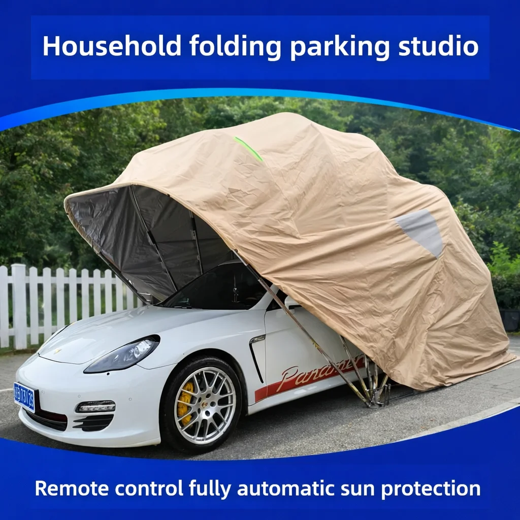 Any Size Custom Fully Automatic Folding Carport Waterproof Sunshade Mobile Garage Outdoor Parking Shelter Durable Oxford Fabric