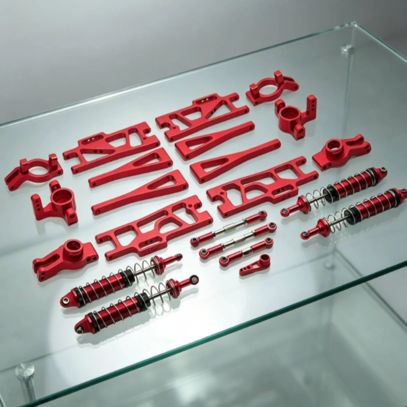 RC Car Upgrade Parts Kit CNC Machined RC Car Damping System Parts with Shocks Shock Absorbers with Springs Anodized