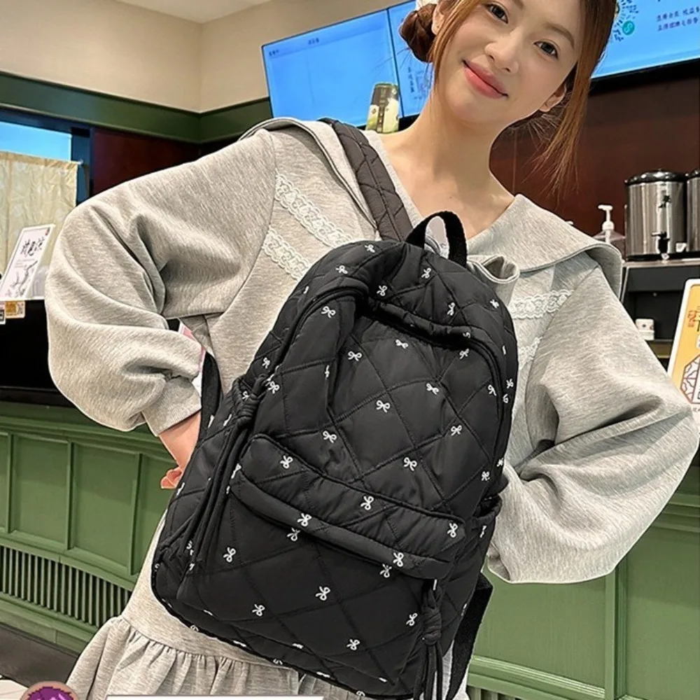 

Fashion Bow Students Schoolbag Travel Backpack Lightweight Tutoring Bag Laptop Bag Large Capacity Book Bag Knapsack Gift