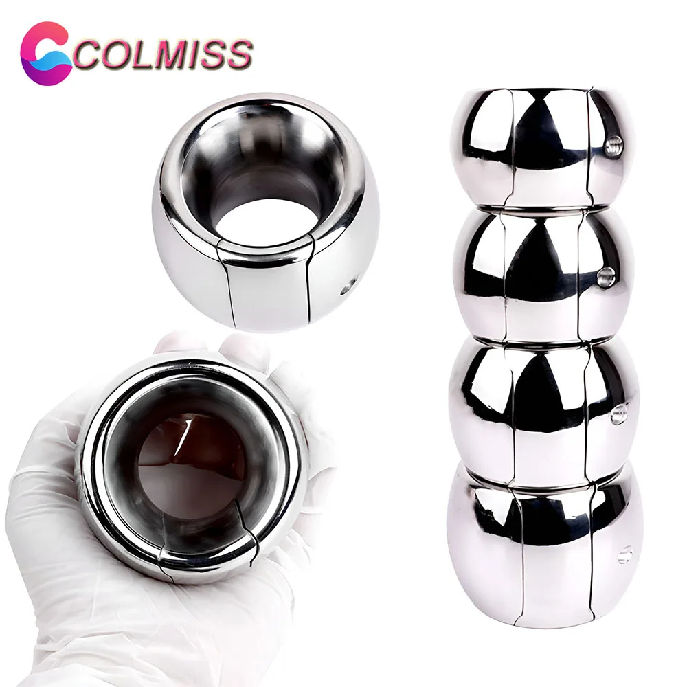 

COLMISS Stainless Steel Weight-Bearing Rings Male Penis Scrotal Sperm Locking Ring Pendant Ejaculation Restraint BDSM Sex Toys