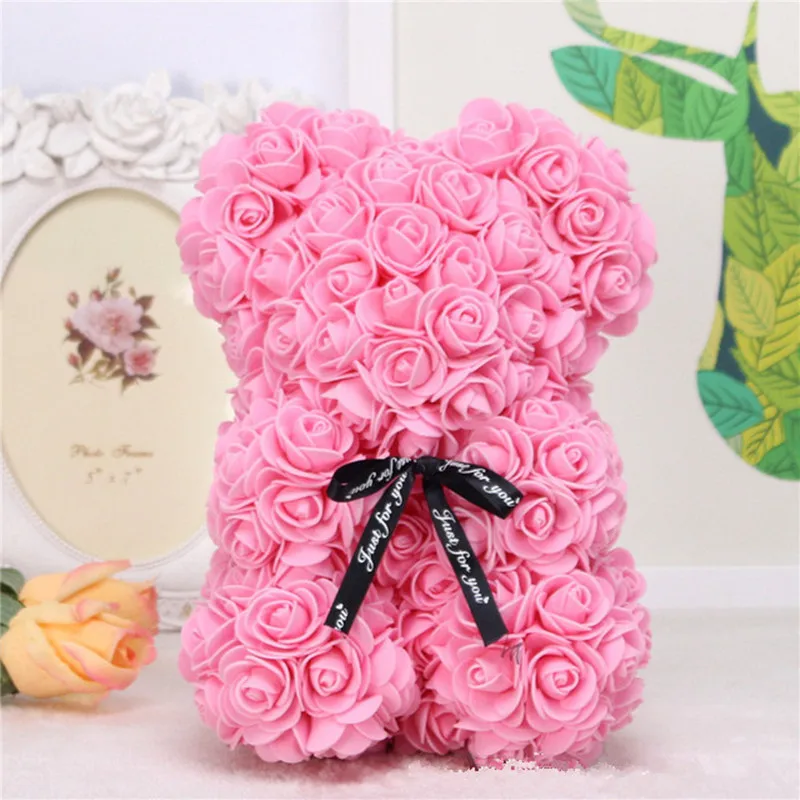 1pc 25cm Artificial Foam Flowers Bear Rose Bear Romantic Creative Gifts For Valentines Day Mothers Day Anniversary Wedding