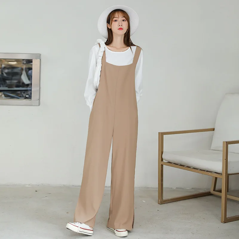 Summer Thin Draped Jumpsuits Women Korean Loose Straight Maxi Overalls Woman Fashion Baggy Black Jumpsuit