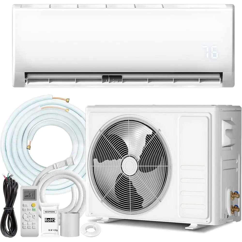 

9000 Mini Split AC/Heating System with Inverter, 19 SEER2 115V Energy Eicient DuctlWall-Mounted Air Conditioner Unit Cools Rooms