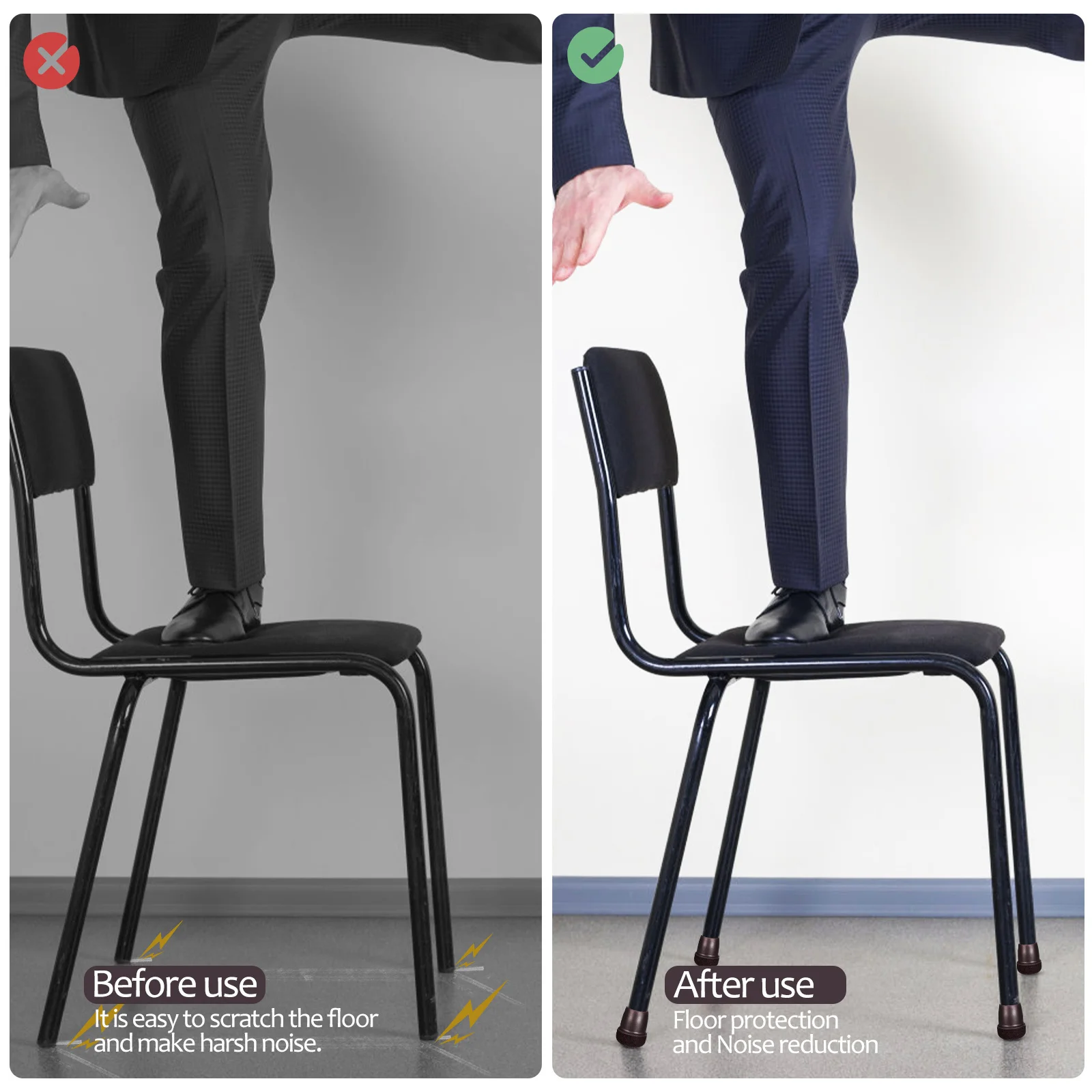 

16Pcs Chair Leg Floor Protectors Rubber Caps Round Chair Feet Pads Slip Resistant Furniture Leg Gliders for Home Office