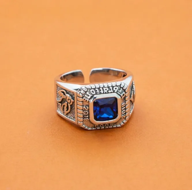 American Retro God's Eye Ring, Boys' Trendy Brand, Advanced and Personalized Pure Silver Cool Style Sapphire Ring
