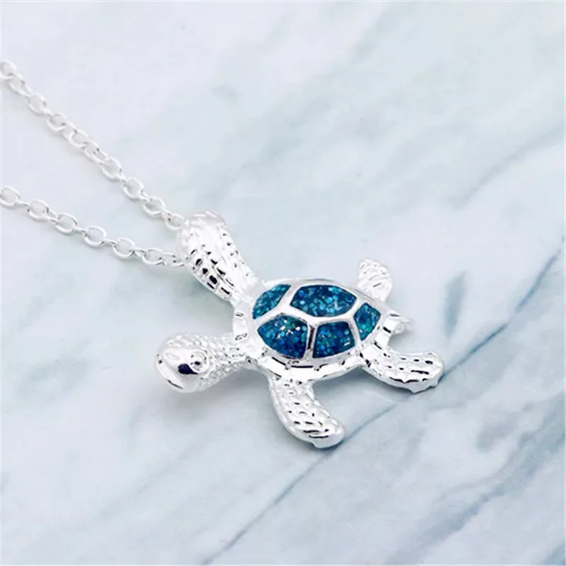 Tortoise Pendant Fashion Mini Glitter Enamel Turtles Animal Pendant Necklace Female Jewelry