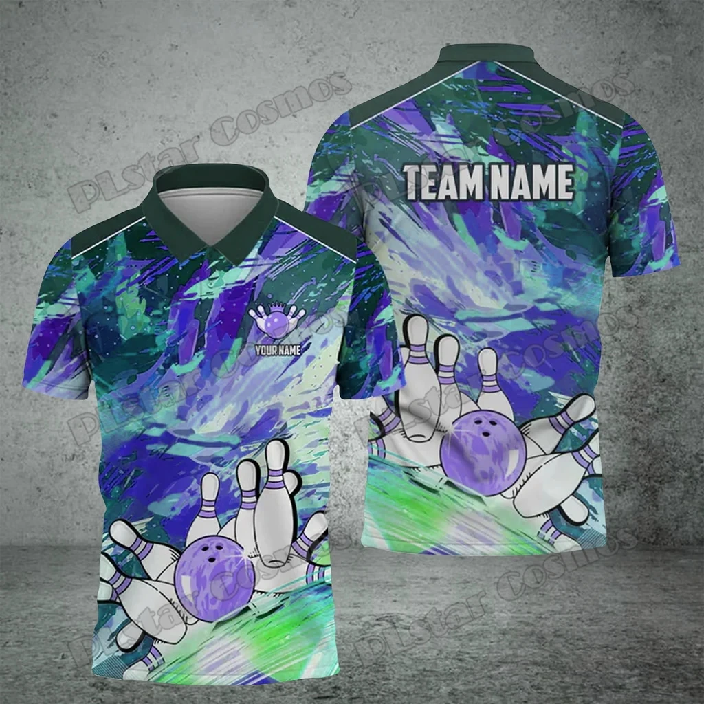 Bowling & Pins Crack Multicolor Option Customized Name 3D Printed Men's Polo Shirt Summer Unisex Casual Polo shirt WK271