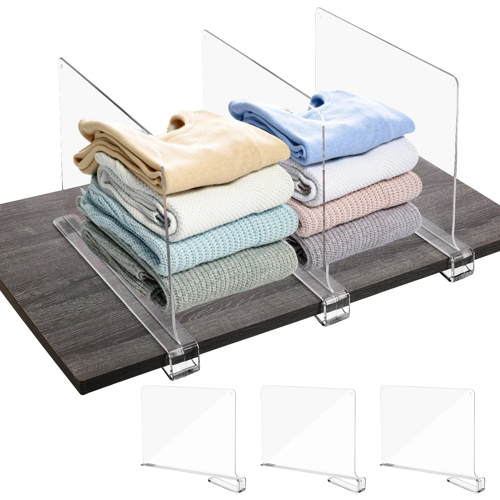 

6 Pcs Rack Shelf Clothes Board Closet Organizer Dividers Transparent Clear Separator Office