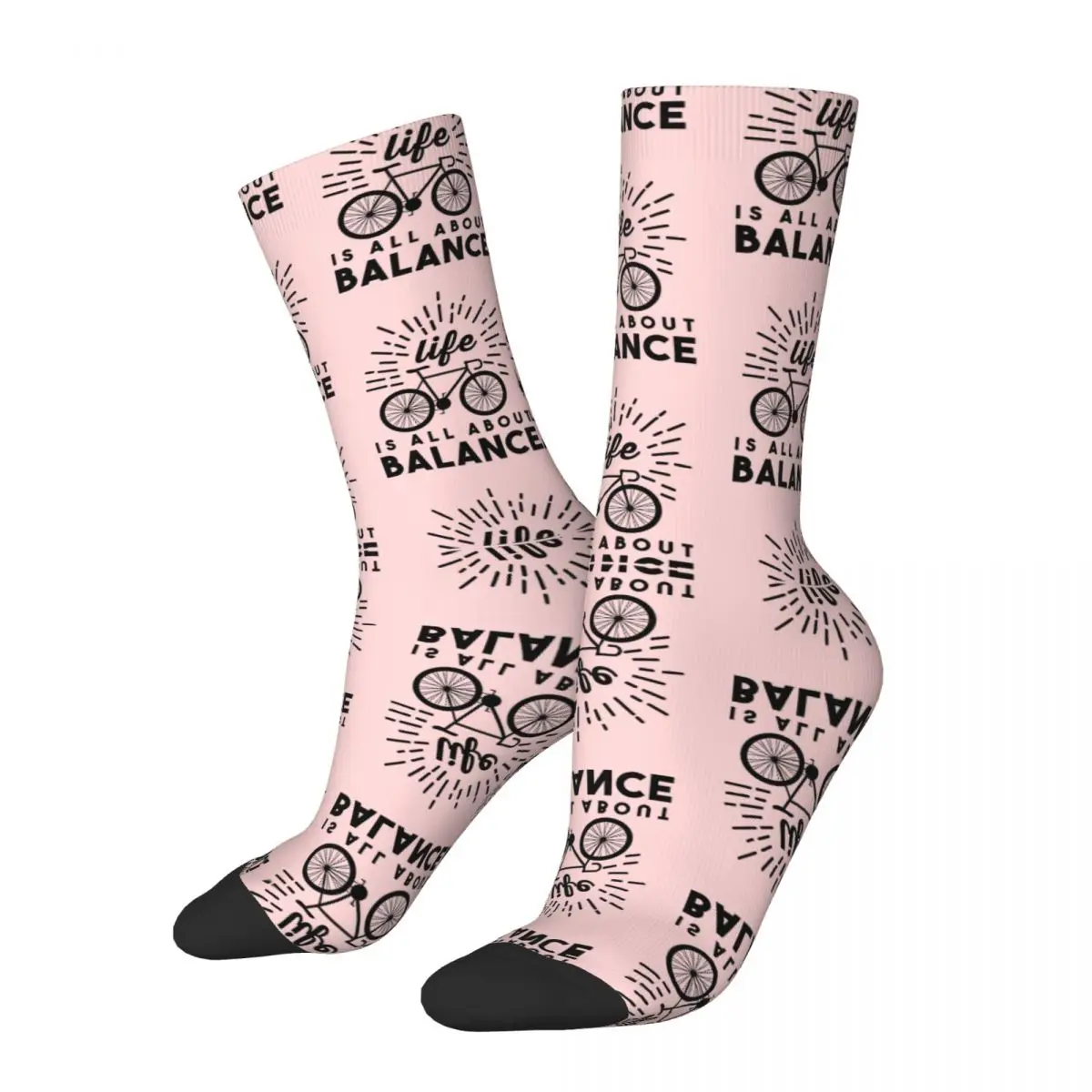 

Funny Men's Socks Life Behind Is All About Balance Retro Harajuku Hip Hop Seamless Pattern Crew Crazy Sock Gift Printed