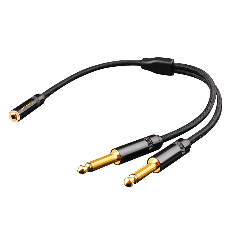 YYTCG 3.5mm To 6.5mm Audio Splitter Cable 3.5mm Female to Dual 6.35mm Male  Mic Audio Y Splitter Cable Headset to PC Adapter
