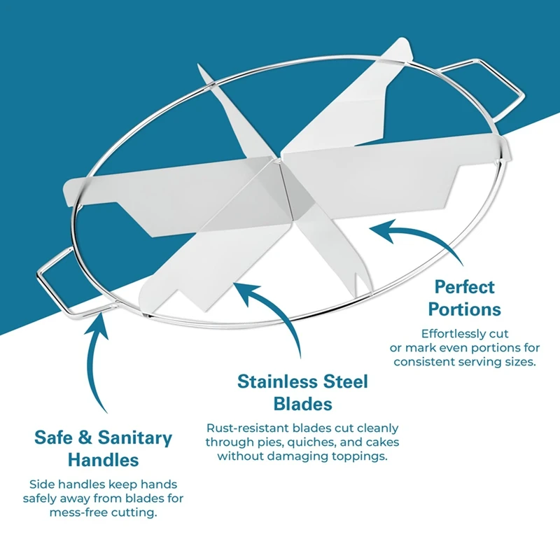 ABRE-Stainless Steel Pie Cutter 6-Slice Pie Cutter Creates Beautifully Uniform Slices Of Pie