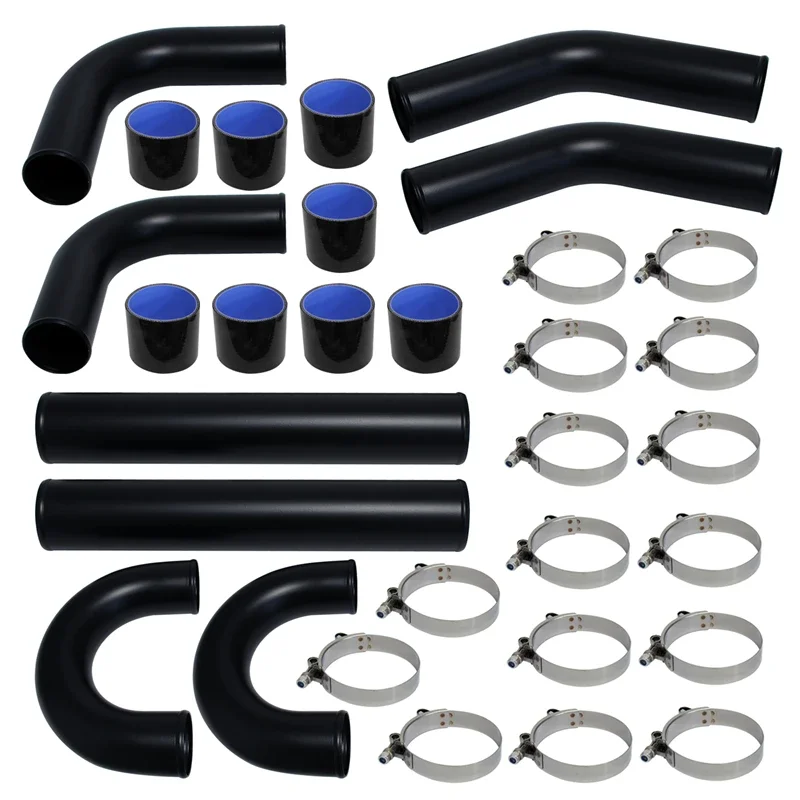 

3'' 76mm Universal Turbo Boost Intercooler Pipe Kit 8PCS Aluminum Piping