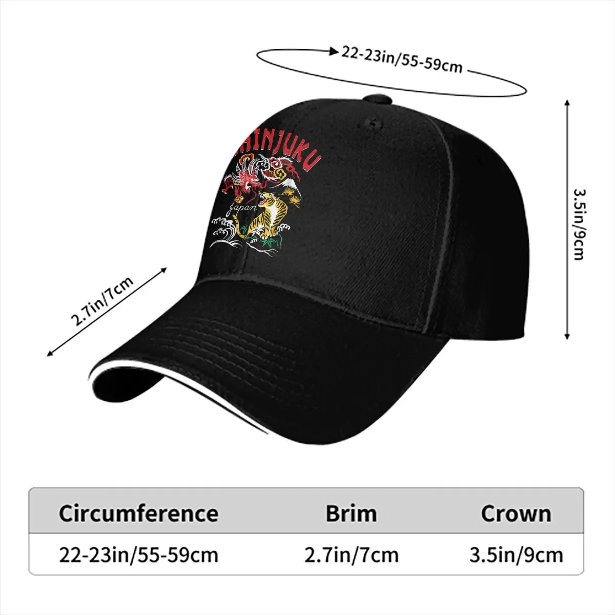 YinYang Multicolor Hat Peaked Men's Cap Retro Shinjuku Japan Tiger Dragon Essential Personalized Visor Protection Hats