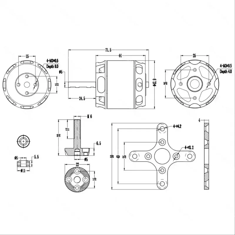 4250 (3520) Brushless Motor, Nest Boat Motor, High Quality and High Power, Model Aircraft, Model Car, Model Ship