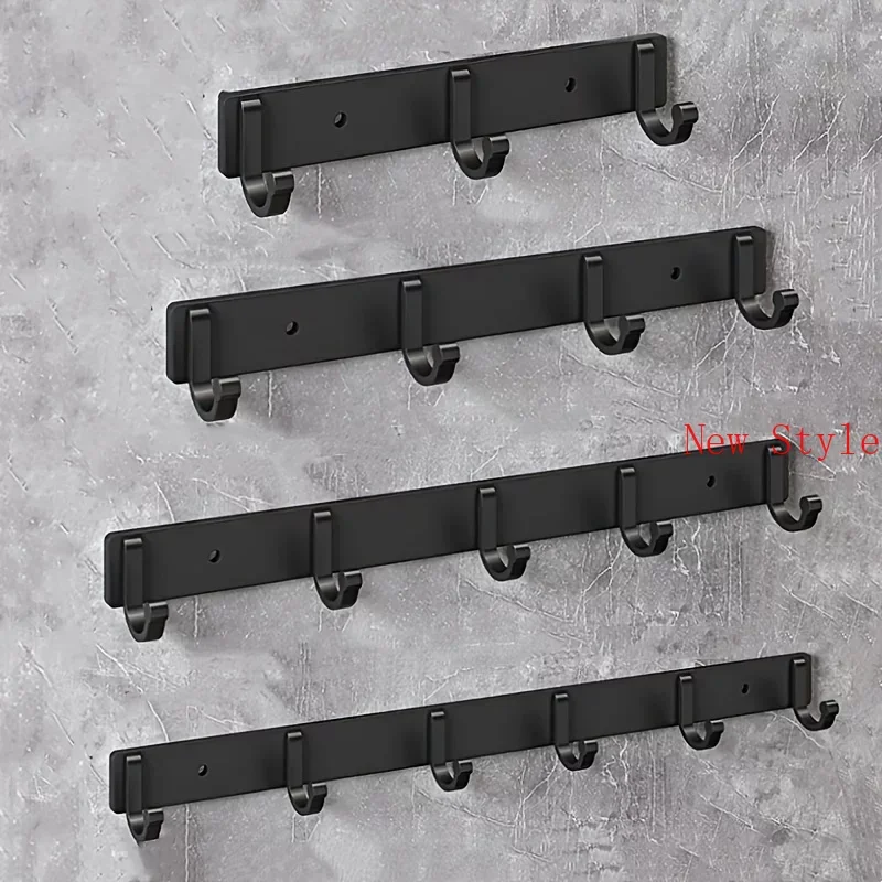 

Modern Black Aluminium Wall Mounted Hooks Towels Hanger Coats Clothes Holders Livingroom Bathroom Hallway Metal Keys Rack Hooks