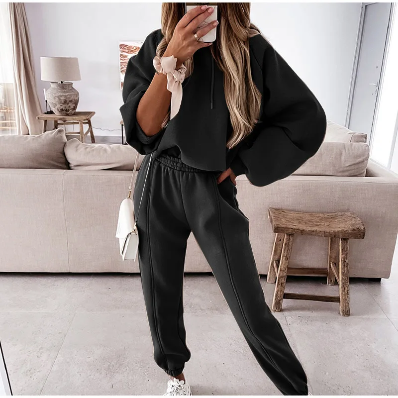 Women Hooded Tracksuit Sports 2 Pieces Set Streetwear Sweatshirts Pants Suit Casual Sweatpants Trousers Outfits Autumn 2023