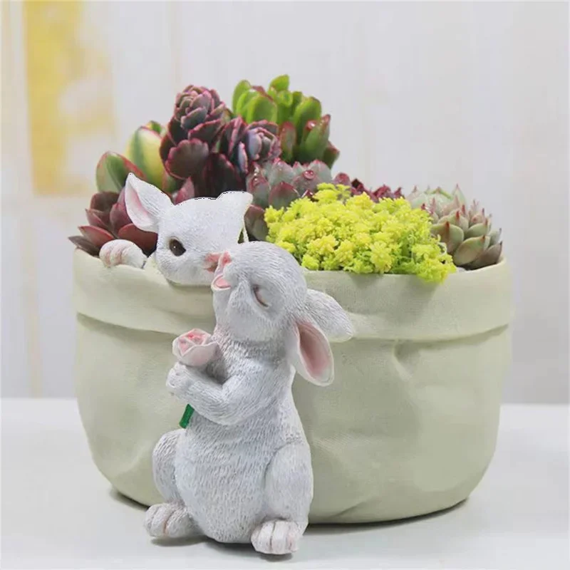 

Adorable Bunny Planter Pot Garden Simulation Lovely Rabbit Flowerpot Landscaping Home Balcony Cute Ornament Decor