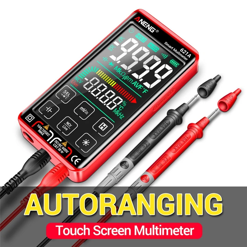 ANENG 621A Touch Screen Intelligent Digital Multimeter 9999 Counts Auto Range Rechargeable NCV Universal Meter Ammeter