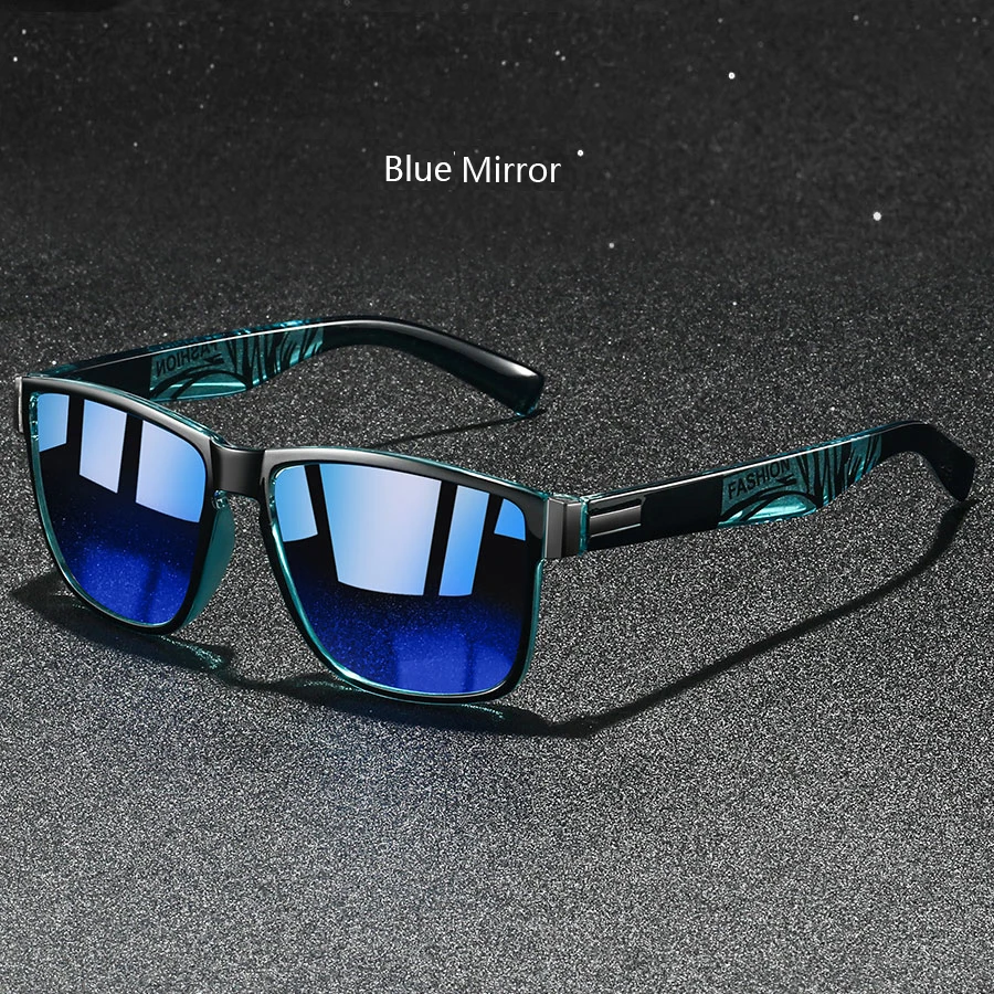Modische Quadratische Sonnenbrille für Männer und Frauen, Farbenfrohe Trendige Leichte Outdoor-Brille zum Fahren und Angeln – Detail 6