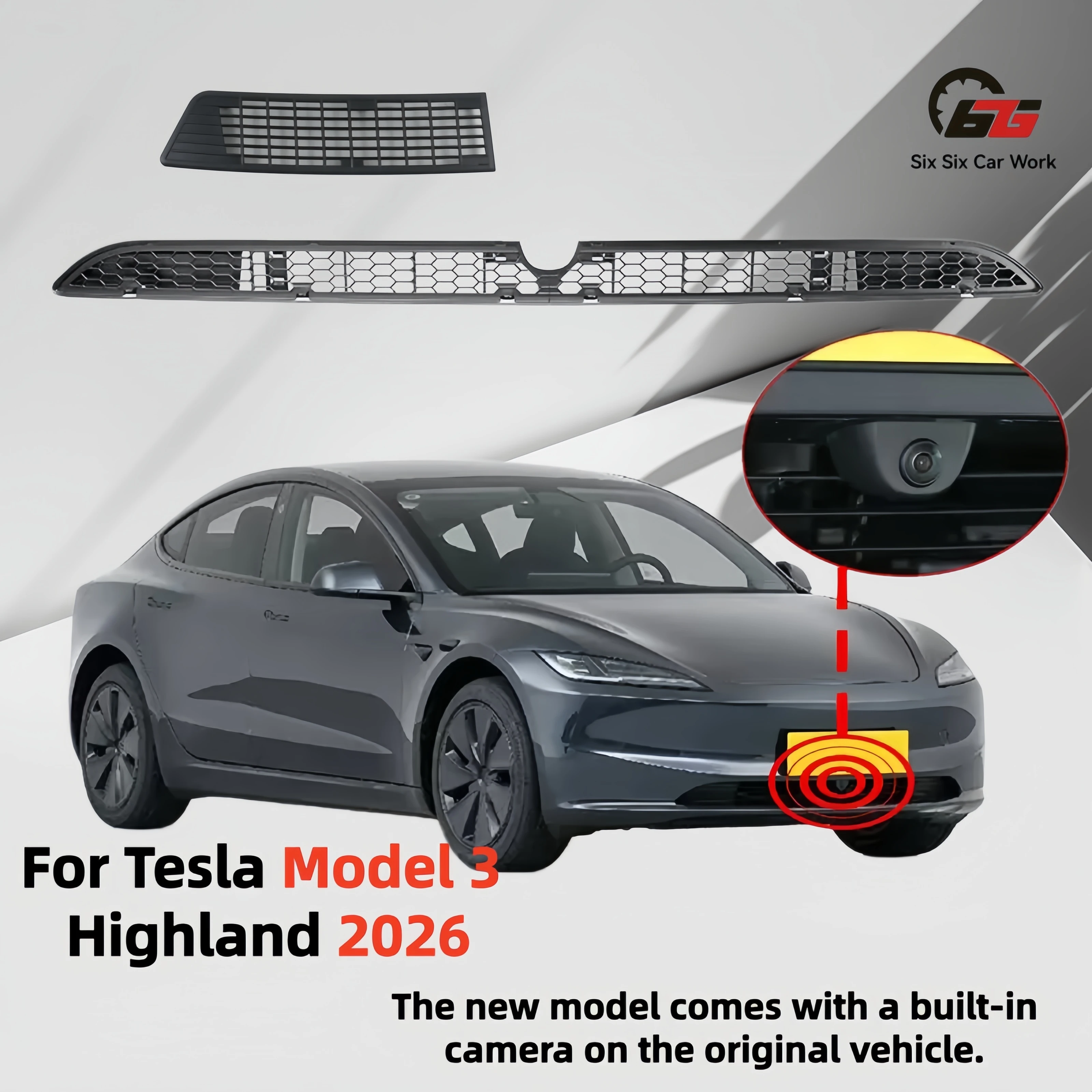 

Сетка-протектор от насекомых для радиатора с вырезом для камеры для Tesla New Model 3 Highland 2026, аксессуар для нижней решетки бампера