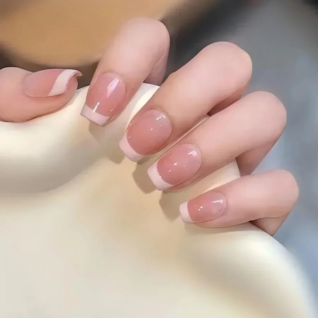 10pcs Instantly Upgrade Your Look White French short square false nail set 1pc Nail File & 1Nail Glue Sticker Kit Nails