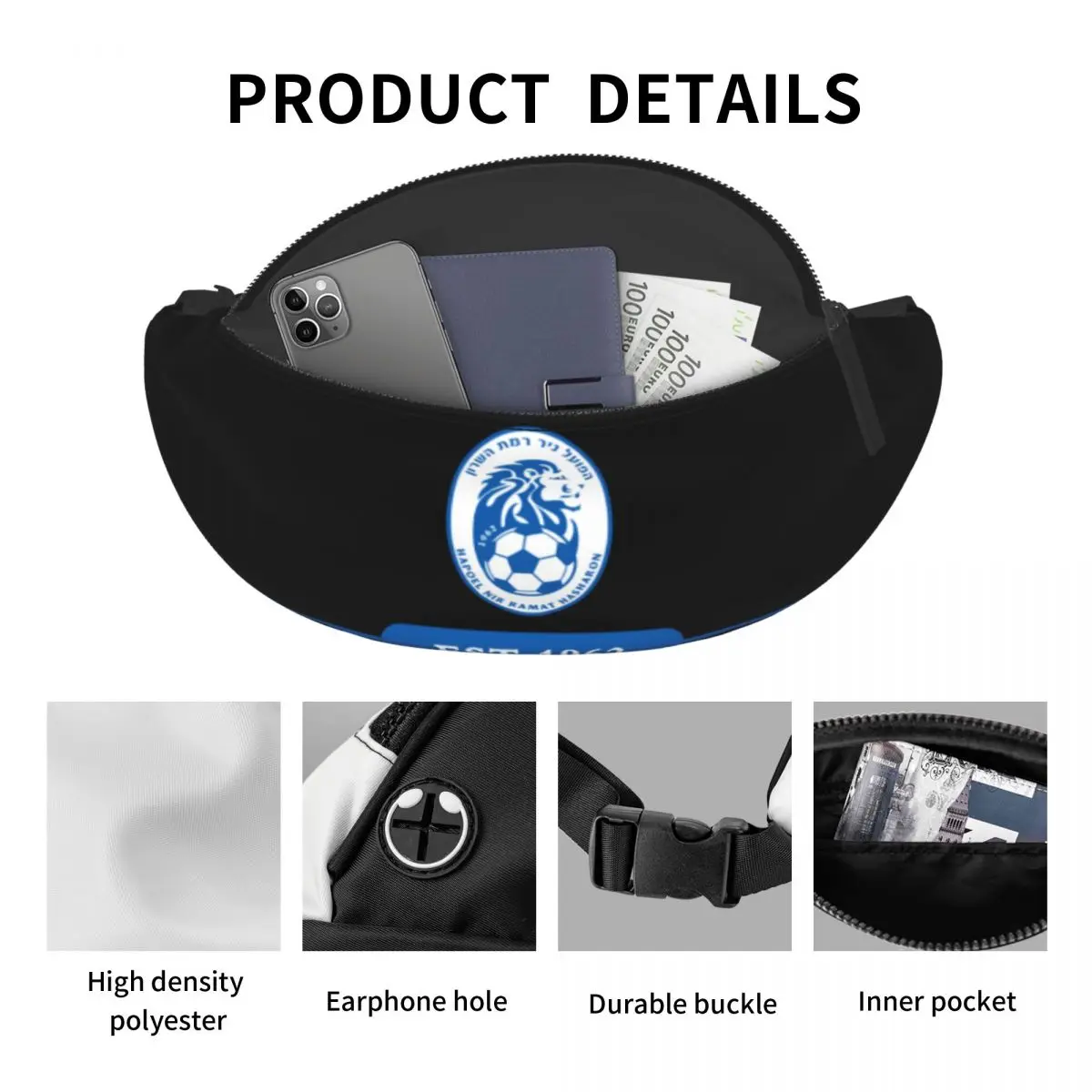 Israël Hapoel Nir Ramat Hasharon Fc Crossbody Fanny Pack Workout Reizen Met Casual Portefeuilles Taille Pack Telefoontas