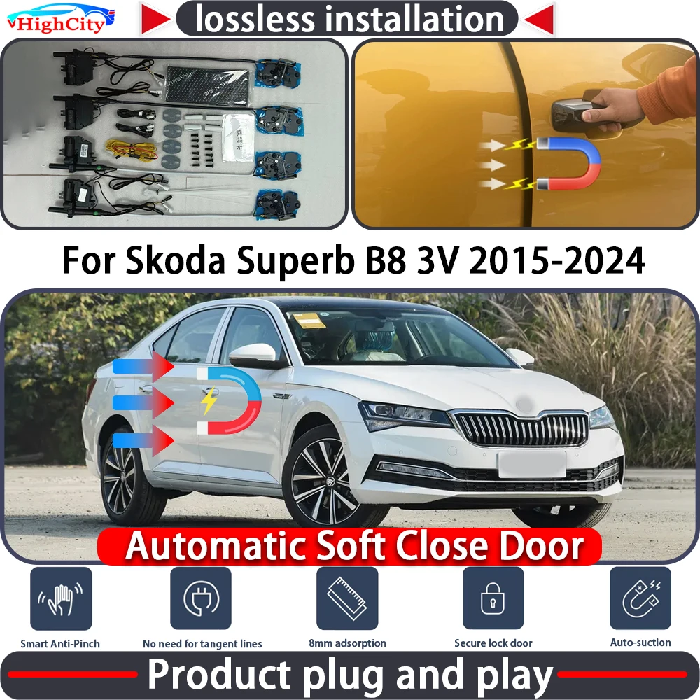 

HighCity Electric Closing Door Lock Actuator for Skoda Superb B8 3V 2015-2024 Soft Close Power Latch System Auto Pull Door