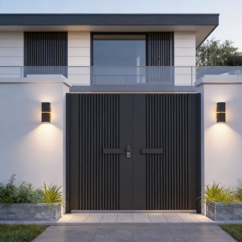 Modern House Entrance Main Aluminum Gate Design Swing Garden Fence Gate Outdoor Driveway Gates Rustic Aluminium Front Gates
